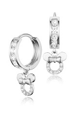 felicitous silver cubic zirconia mouse baby huggie earrings
